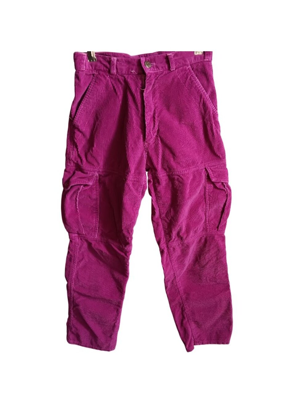 Vintage 80's Cargo Pants Girls 12 24x25 Pierre Bonée Corduroy Fuchsia Pink Cords